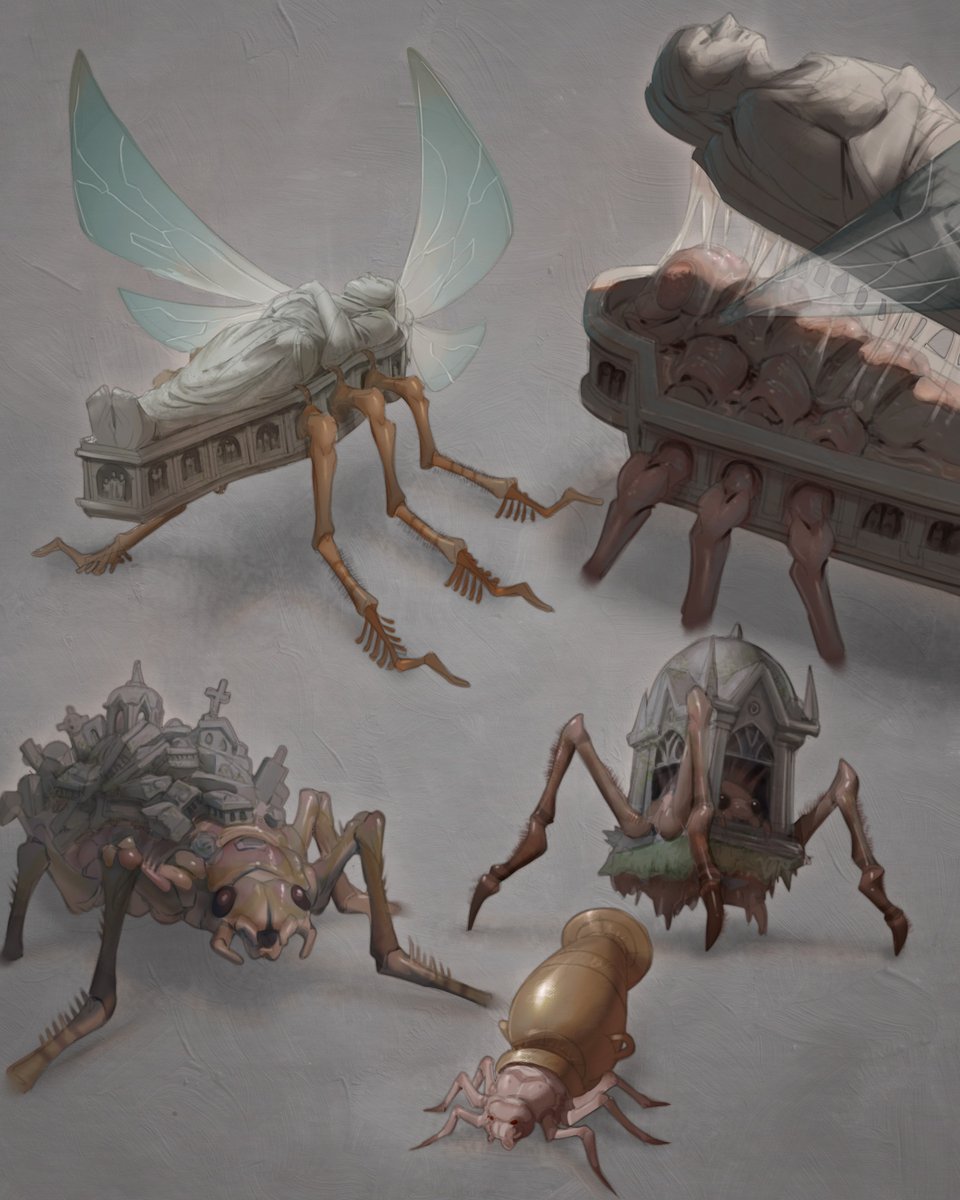 bug that parasitizes corpses and uses their sarcophagus in lieu of its own hardened carapace