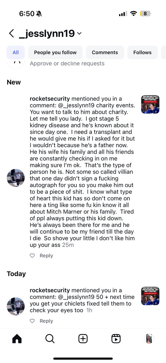 Dude is crashing out, I stopped replying over an hour ago and he’s still going. Mental health crisis is in full effect. Shame one would assume Marner would have paid him more for therapy. Ah well what can ya do I guess 🤷🏻‍♀️