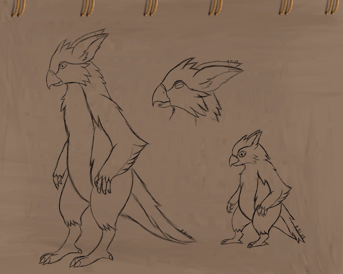 How time flies.

Went and updated the "Nature Sketch" of my Paroot species.

The original sketch was done in 2023

The new update is actually a 3rd variant of the species.

I also went ahead and added a younger one as well (which should've been a little smaller) #art #sketch