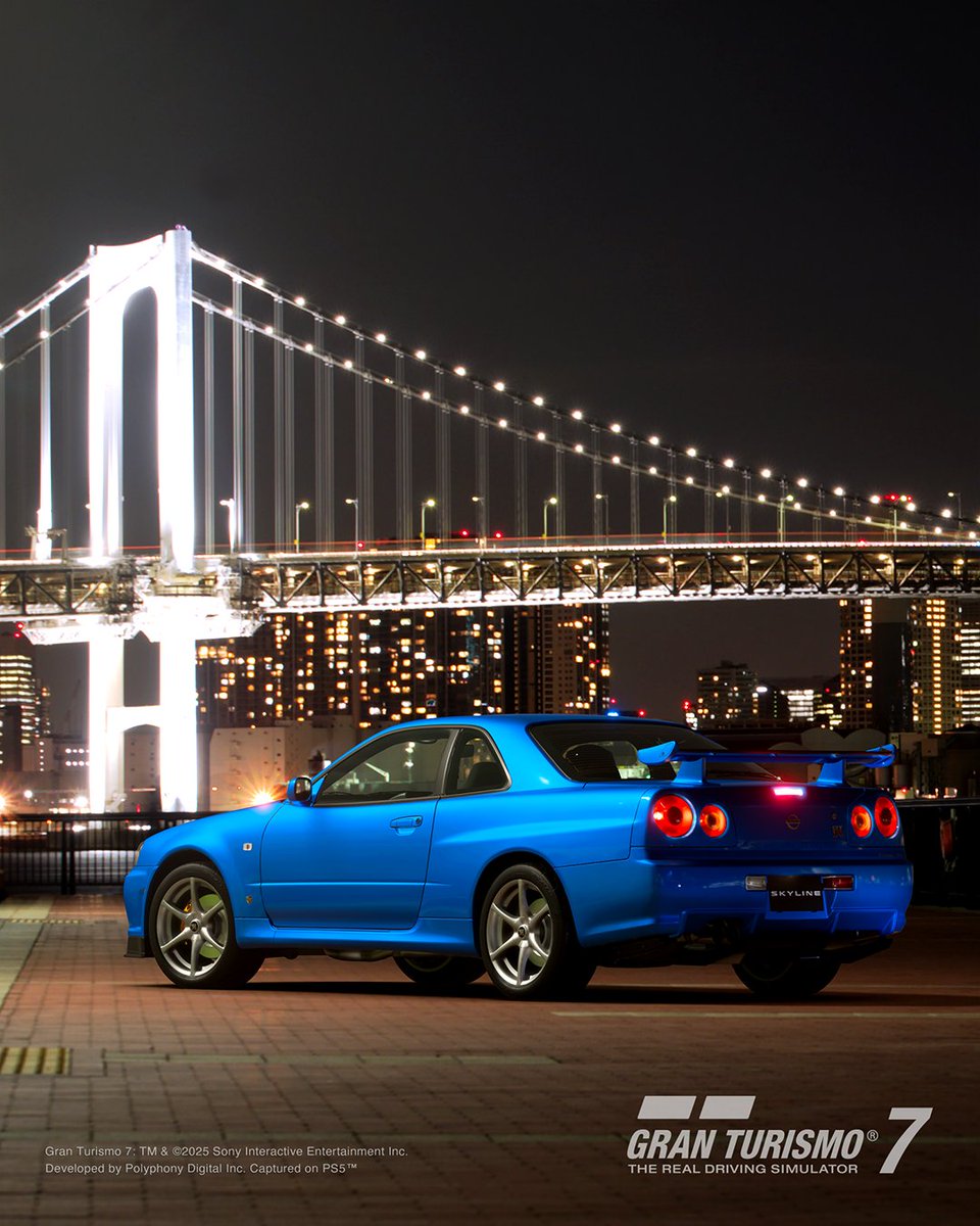 thegranturismo's tweet image. Views of Rainbow Bridge against Odaiba’s night sky, Tokyo at dusk from the bay, shipping containers at Shinagawa Wharf, and Umihotaru Parking Area floating above Tokyo Bay.
 
Update 1.62 Featured Scapes curation:
Tokyo Bay
 
#GT7 #GranTurismo #Scapes #Tokyo