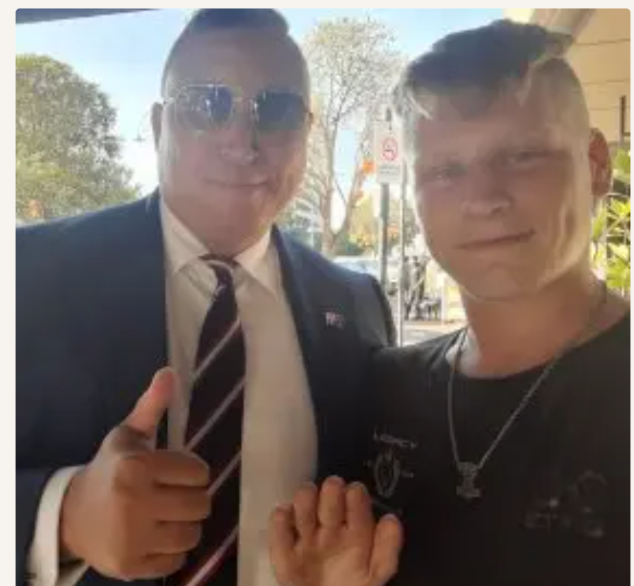 Oh look here is Senator Babet with Nathan Bull one of the nasties who beat up on the Sovereign Hill FN. nathan is also the son of a Snr Cop....