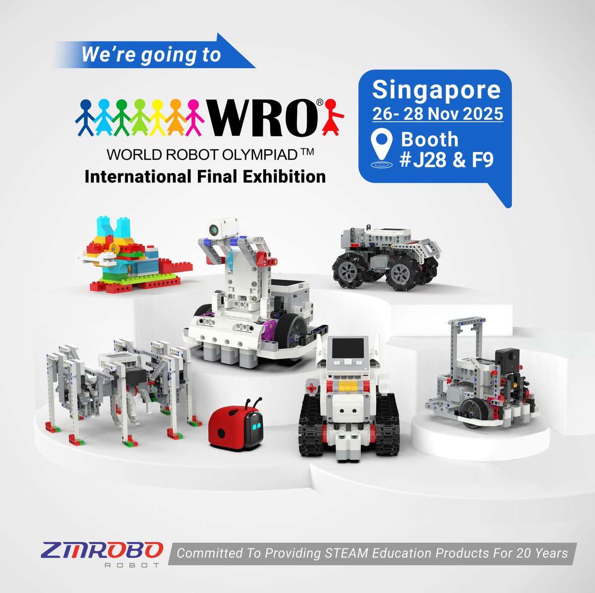zmrobot's tweet image. Exhibition Date: November 26-28
Address: Marina Bay Sands Basement 2, Halls D, E &amp;amp; F10 Bayfront Avenue, Singapore
Booth #J28 &amp;amp; F9
More STEM solutions there!
#WRO #WROFinal #ZMROBO #Exhibition