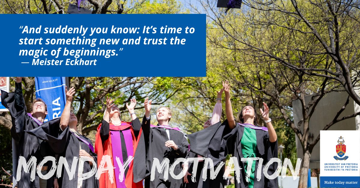 UPTuks's tweet photo. #MondayMotivation: “And suddenly you know: It’s time to start something new and trust the magic of beginnings.” ― Meister Eckhart
Spring is here and so are new journeys
Happy Spring Day & congratulations to all our new graduates!
#UniveristyOfPretoria #UPSpringGraduations https://t.co/C9GuGJg4ik
