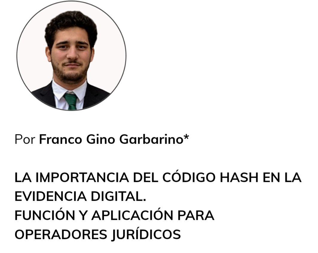 juangaleanorey's tweet photo. LA IMPORTANCIA DEL CÓDIGO HASH EN LA EVIDENCIA DIGITAL.
FUNCIÓN Y APLICACIÓN PARA OPERADORES JURÍDICOS 👇
https://t.co/FARjjQDob2 https://t.co/sCMkJUj1AF