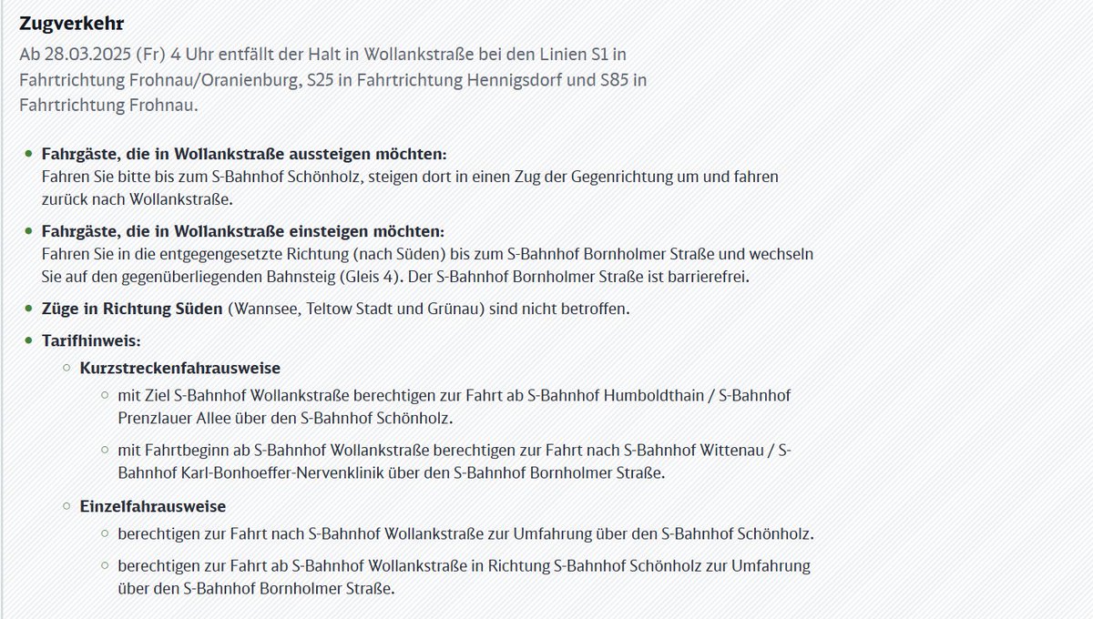 #S1, #S25, #S85  Noch bis 2027 entfällt der Halt #Wollankstraße in Fahrtrichtung Norden. Alle weiteren Infos sowie Tarifhinweise unter: sbahn.berlin/fahren/bauen-s…