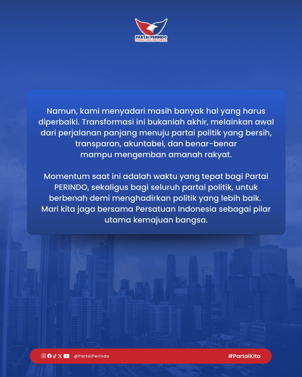 Partai politik harus semakin transparan dan akuntabel.