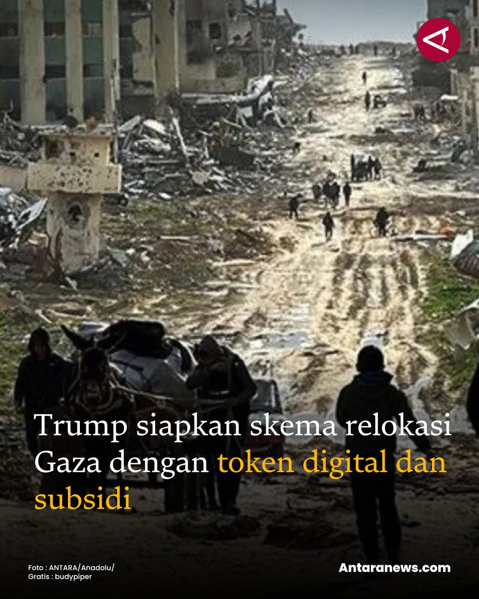 antaranews's tweet photo. Menurut rencana itu, pemilik tanah akan ditawari token digital sebagai kompensasi relokasi sementara.
#gaza #trump #relokasi #tokendigital #pembangunangaza #palestina
https://t.co/DMXUxy61M5 https://t.co/k5nNiAOLuQ