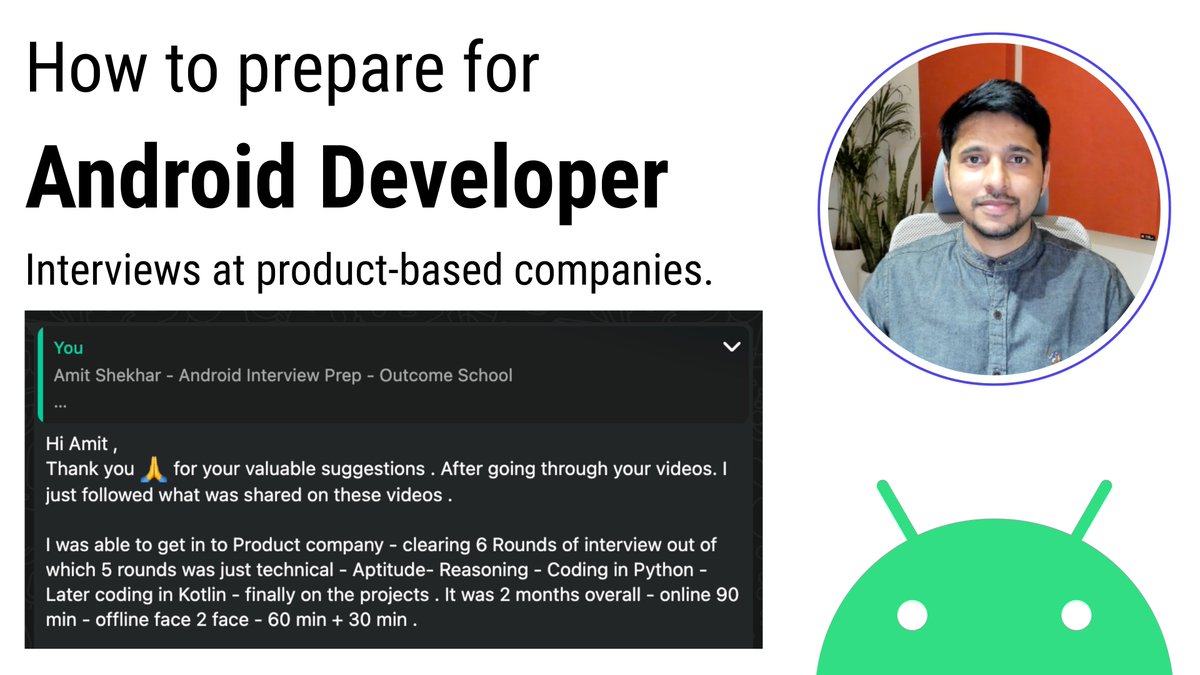 I recently conducted a live session on “Android Developer Interview Preparation for Product-Based Companies.”

Guided, motivated, and inspired them to aim higher and achieve more.

Recording Link: drive.google.com/file/d/1VWW3l_…

Document Link: docs.google.com/document/d/14U…

Many developers