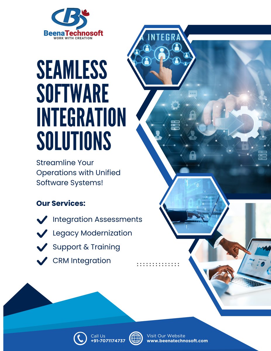 beenatechnosoft's tweet image. 🚀 Seamless Software Integration Solutions 🚀
✔️ Integration Assessments
✔️ Legacy Modernization
✔️ Support &amp;amp; Training
✔️ CRM Integration

📞 +91-7071174737
🌐 beenatechnosoft.com

#SoftwareIntegration #BusinessGrowth #BeenaTechnosoft #TechSolutions