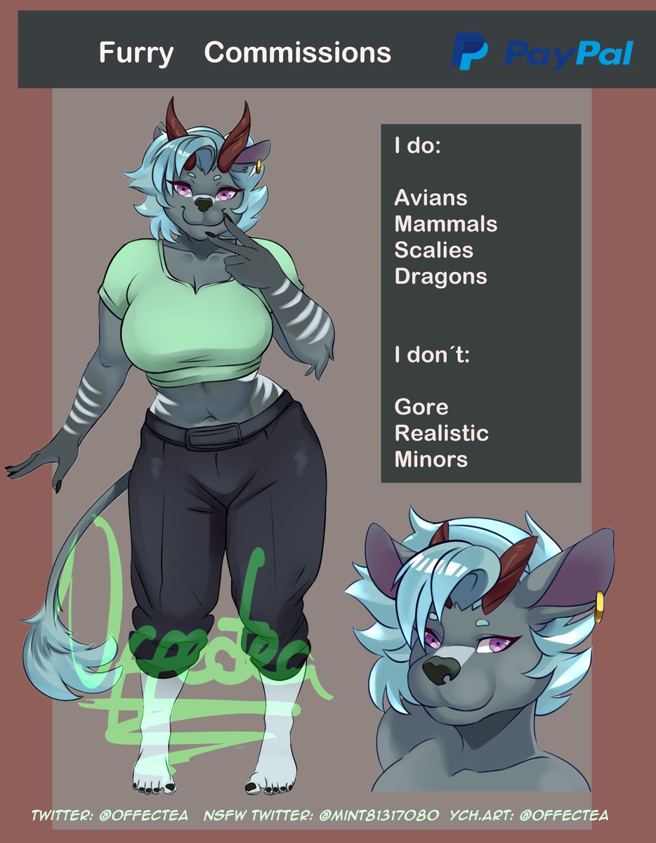 offectea's tweet image. Commission slot

Paypal only. 100% prepaid
5$ for a icon
$10 for a bust
$15 full color full body
$30 for bases or customs

Additional details increase the price. Clothing
it&apos;s not an extra detail!

I dont:
Gore
Realistic
Mecha

#furrycommission #commissionsopen  #Commission