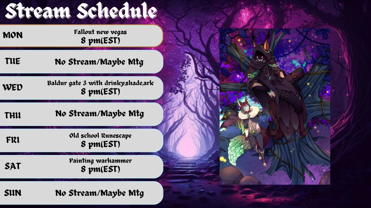 schedule for this week &lt;3