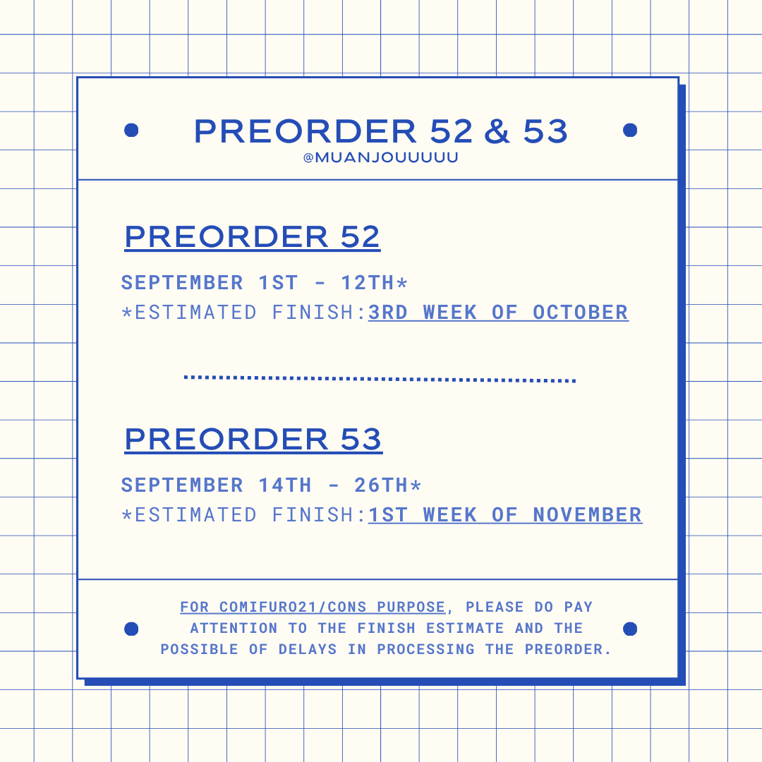 [RT is very much appreciated🙏] 
Hello! 
I will be opening 2 𝗽𝗿𝗲𝗼𝗿𝗱𝗲𝗿 from:
✤ SEPT 1 - 12 
✤ SEPT 14 - 26 

𝐟𝐨𝐫 𝐦𝐨𝐫𝐞 𝐢𝐧𝐟𝐨 𝐚𝐧𝐝 𝐩𝐮𝐫𝐜𝐡𝐚𝐬𝐞:
Local/ID: forms.gle/gtXx5ggUrZ2unG… (vol. 52)
International: can dm first
#customomanjuu #cf21 #afasg #comifuro