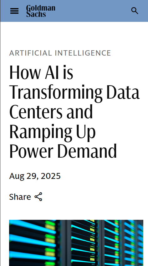 rohanpaul_ai's tweet photo. New @GoldmanSachs report.

⚡️ Global data center power demand is projected to rise 165% by 2030, reaching about 92GW by 2027 with strong growth through 2028. 

US spending on new data center construction has tripled in 3 years, while third-party facilities remain near record occupancy.

This combination signals supply chasing demand rather than the other way around.

The driver is compute, as training clusters string together hundreds of thousands of GPUs with high-speed networking, and they run continuously for long jobs.

Inference then multiplies that footprint, since once a model is launched every additional user request is extra compute that needs power, cooling, and capacity.

Power intensity is rising at the rack level, since AI racks draw far more than general purpose racks and that gap keeps widening each new hardware cycle.

Higher rack power forces denser power distribution, more aggressive cooling, and stricter layout rules to keep airflow and liquid loops stable.

Networking pushes power too. To handle AI workloads, thousands of GPUs need to pass data back and forth extremely quickly. 

Standard 100Gbps links that were common a few years ago are not enough anymore, so the industry is shifting to 400G and even 800Gbps optical transceivers and switches.

These higher speeds require more advanced hardware, like fiber-optic modules, switches, and retimers, which consume additional electrical power. Multiply that by tens of thousands of ports in a large AI cluster, and the networking power demand becomes a noticeable part of the total data center energy budget.

Facilities shift from typical medium-voltage feeds to heavier high-voltage interconnects, because multi-campus regions can require many TWh of annual energy.

Lead times for transformers and substations become a real planning constraint, so power procurement starts as early as site selection.

Capital expenditure patterns reflect this ramp, with hyperscalers stepping up multi-year programs to add land, shells, and the electrical and mechanical plant that make those shells usable.

Server purchases and network gear then layer on top, which is why construction metrics can climb even before the big training pods are delivered.

Occupancy staying high despite new builds tells the same story, because tenants pre-lease and pin capacity to roadmaps for model training and serving.

This behavior locks in power and space years ahead, reducing slack in the system.

The base forecast calls for data center demand to grow about 50% to 92GW by 2027, implying around 17% compound annual growth from 2025 to 2028.

🧵 Read on 👇
