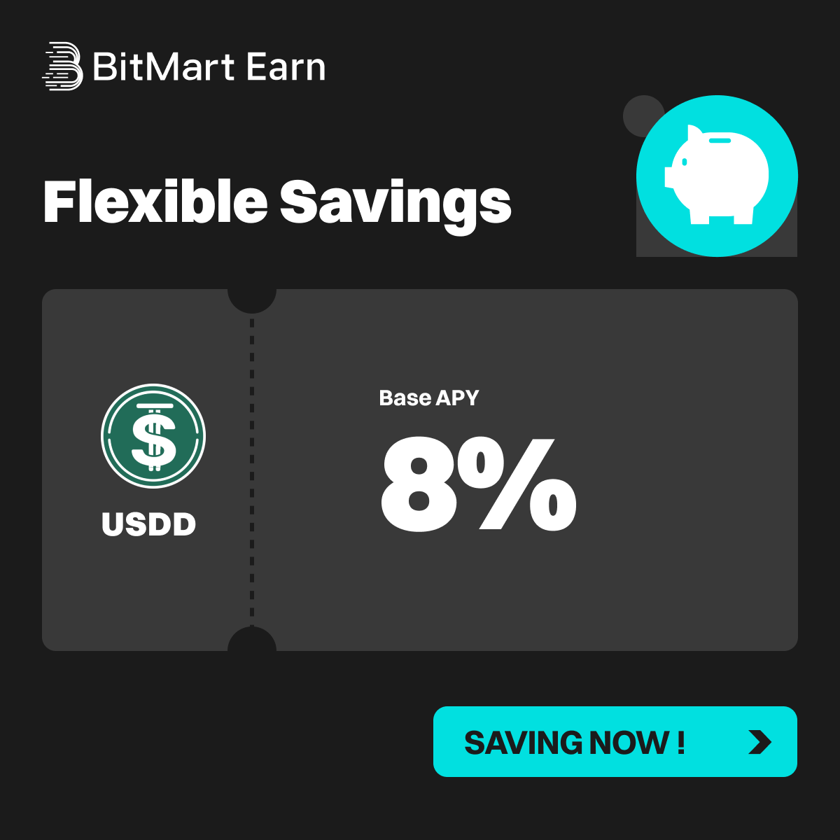 🚀 More utility for #USDD on @BitMartExchange! 💰 Flexible Savings: up to  8% APY 🔒 Stake + Lend: now available 📌 Borrow USDD at 8.8% APY Would you  rather save at 8% or borrow at 8.8%? 👇 #USDD #DeFi #Stablecoin