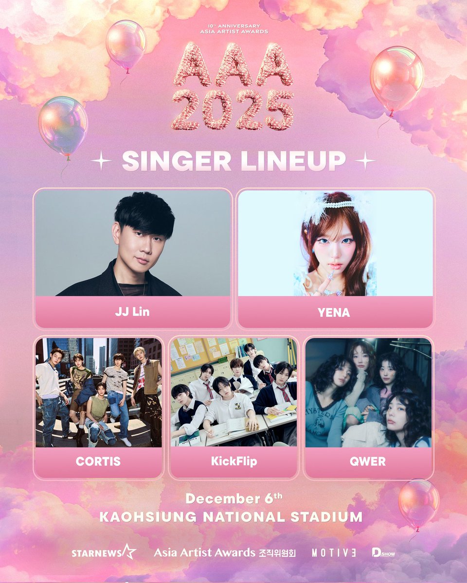Kickflip_Intl's tweet photo. 📌 [INFO]

KickFlip has officially joined the 2025 Asia Artist Awards (AAA) line-up!

The event will be held on:

📍 Kaohsiung National Stadium
🗓 Saturday, December 6 2025

#KickFlip #킥플립 #キックフリップ @kickflip_jype https://t.co/YQdPNLJg46