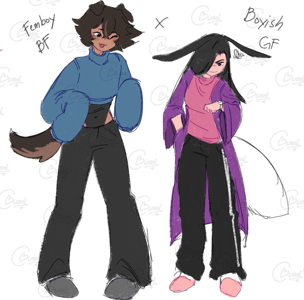 Femboy BF x Boyish GF
#art #Procreate #oc #Fanart