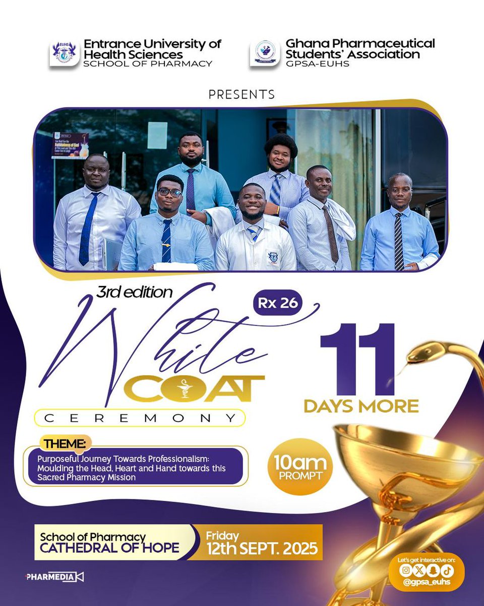 🥳🥳🥼🥼11 days to go — the countdown continues as anticipation builds for the day we pledge to uphold the values of the profession.🥳🥳🥼🥼

*POWERED BY PHARMEDIA*