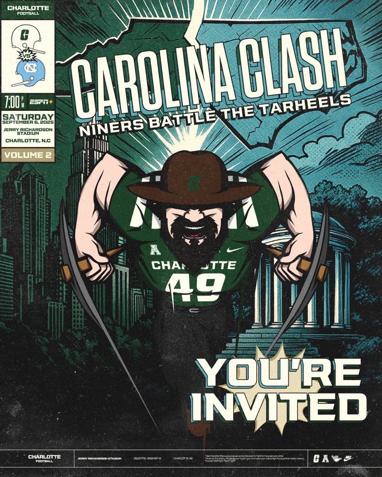 Thank you for the invite <a href="/CoachClay_CLT/">Clay Finney</a>! Can’t wait to watch <a href="/unccharlotte/">UNC Charlotte</a> take on UNC chapel hill! 
<a href="/whsbulldogsfb/">Williams Football</a> <a href="/nchssportspage/">NC HIGHSCHOOL SPORTS PAGE</a> <a href="/PrepRedzoneNC/">Prep Redzone North Carolina</a> <a href="/CoachBrianMetz/">BRIAN METZ</a>