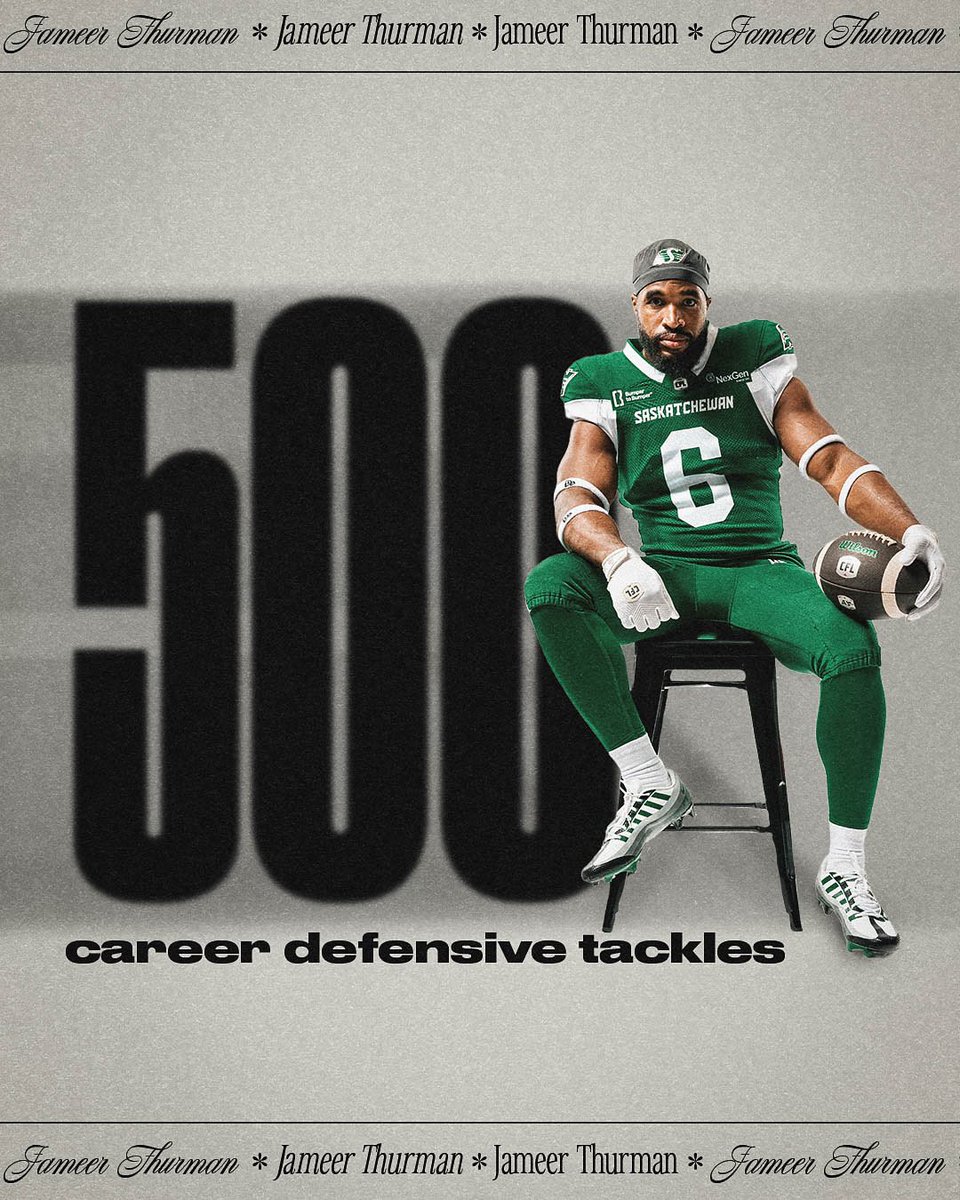 sskroughriders's tweet image. 500 tackles and no signs of slowing down for Iron Thurm!!