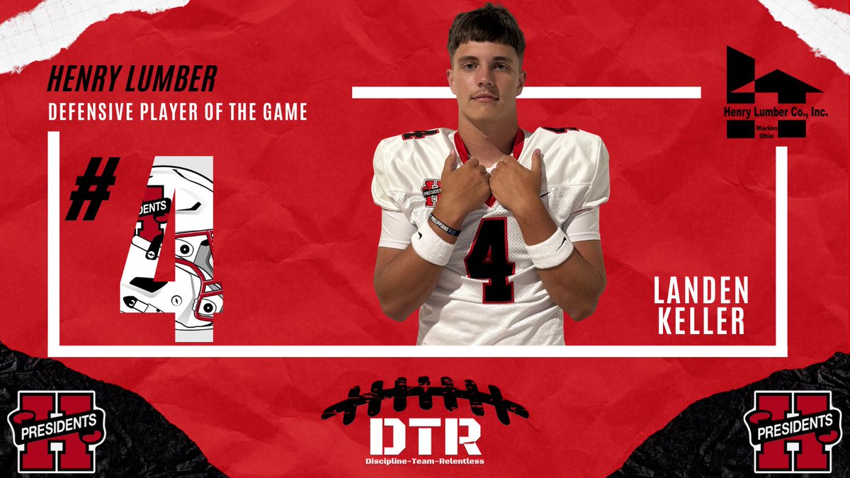Offensive and Defensive Player of the Game!
Congratulations to Landen Keller on being named our Offensive Player of the Game and Defensive Player of the Game. Landen had an outstanding performance Friday on both sides of the ball. 
#DTR #HonorForever
