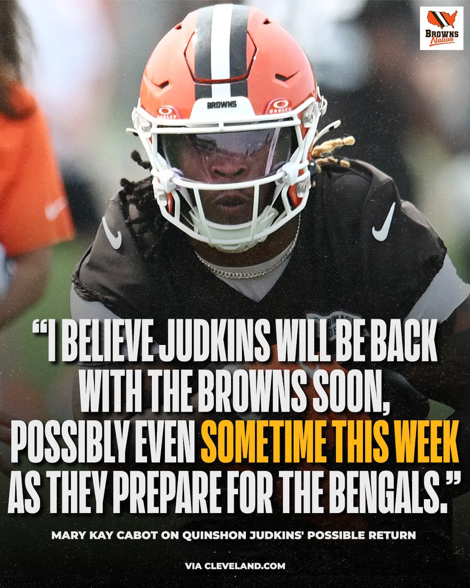 BrownsNationcom's tweet image. Quinshon Judkins could be nearing a return to the Browns. 👀
