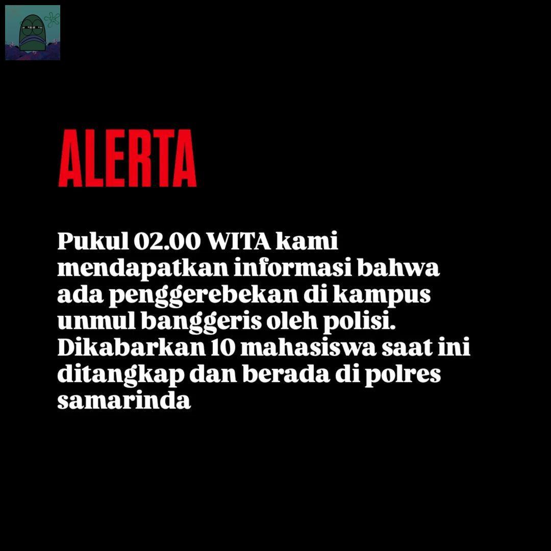💚 guys minta tolong di rt dan qrt, Samarinda belum mulai demo tapi Parcok udah mulai nangkapin mahasiswa.