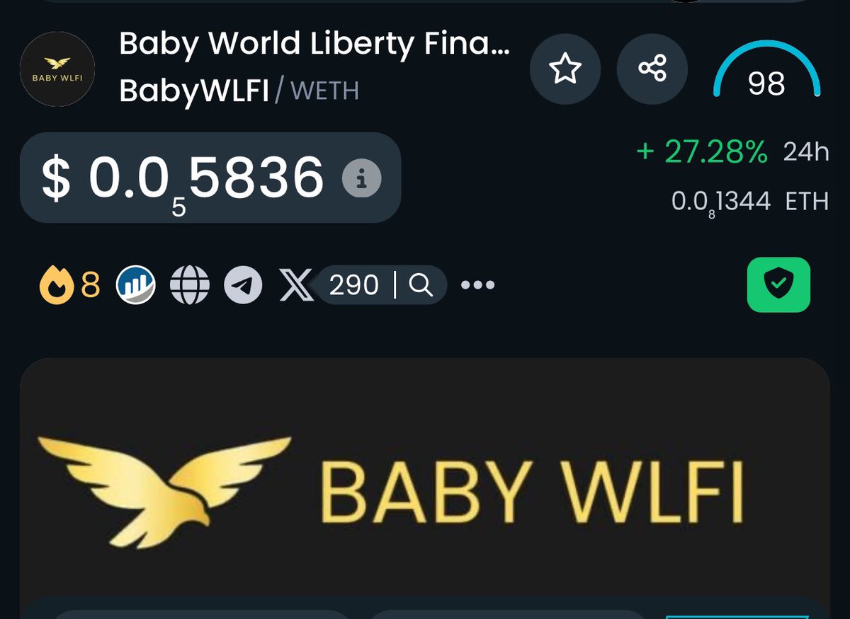 BabyWLFI trending at hot 8 on <a href="/DEXToolsApp/">DEXTools</a> 

dextools.io/app/en/ether/h…

#BabyWLFI #WLFI #Meme #Trump
#Trending #ETH #Meta #CMC