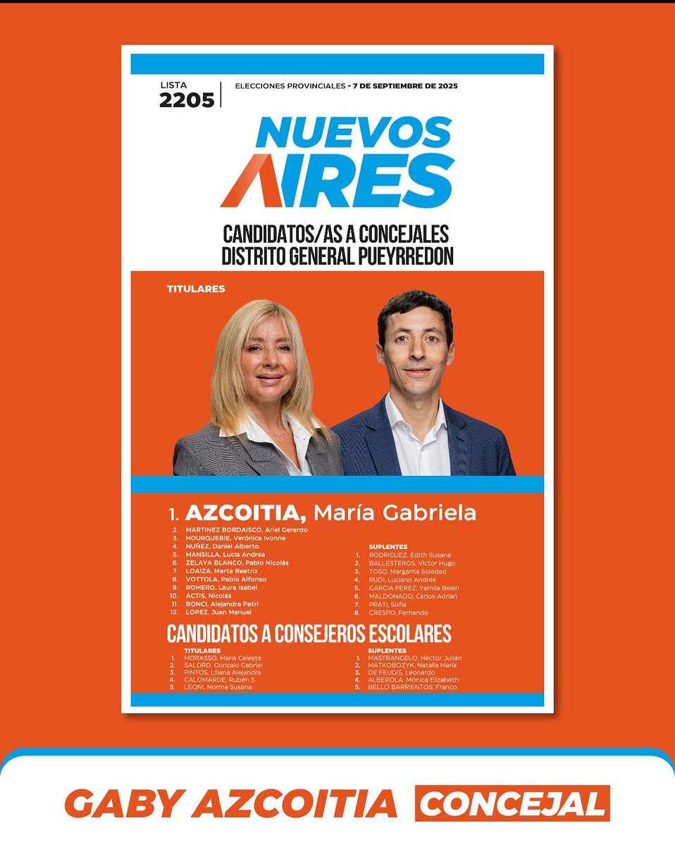 Este domingo 7 de septiembre votá a GABY AZCOITIA para transformar Mar del Plata y Batán 🧡
<a href="/SonNuevosAires/">Nuevos Aires</a>