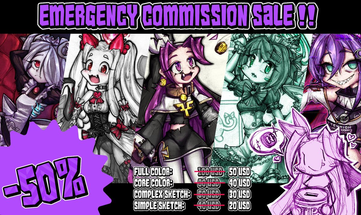 💜🎀BIG EMERGENCY SALE DISCOUNT ! 🎀💜
I need to pay some bills so I will be opening commissions for half the price for a week again. Just have mercy of my soul, ill do my best to make them as fast as I can 😵‍💫💦

I would appreciate if you share this post 😌💦#VGenComm #vgen