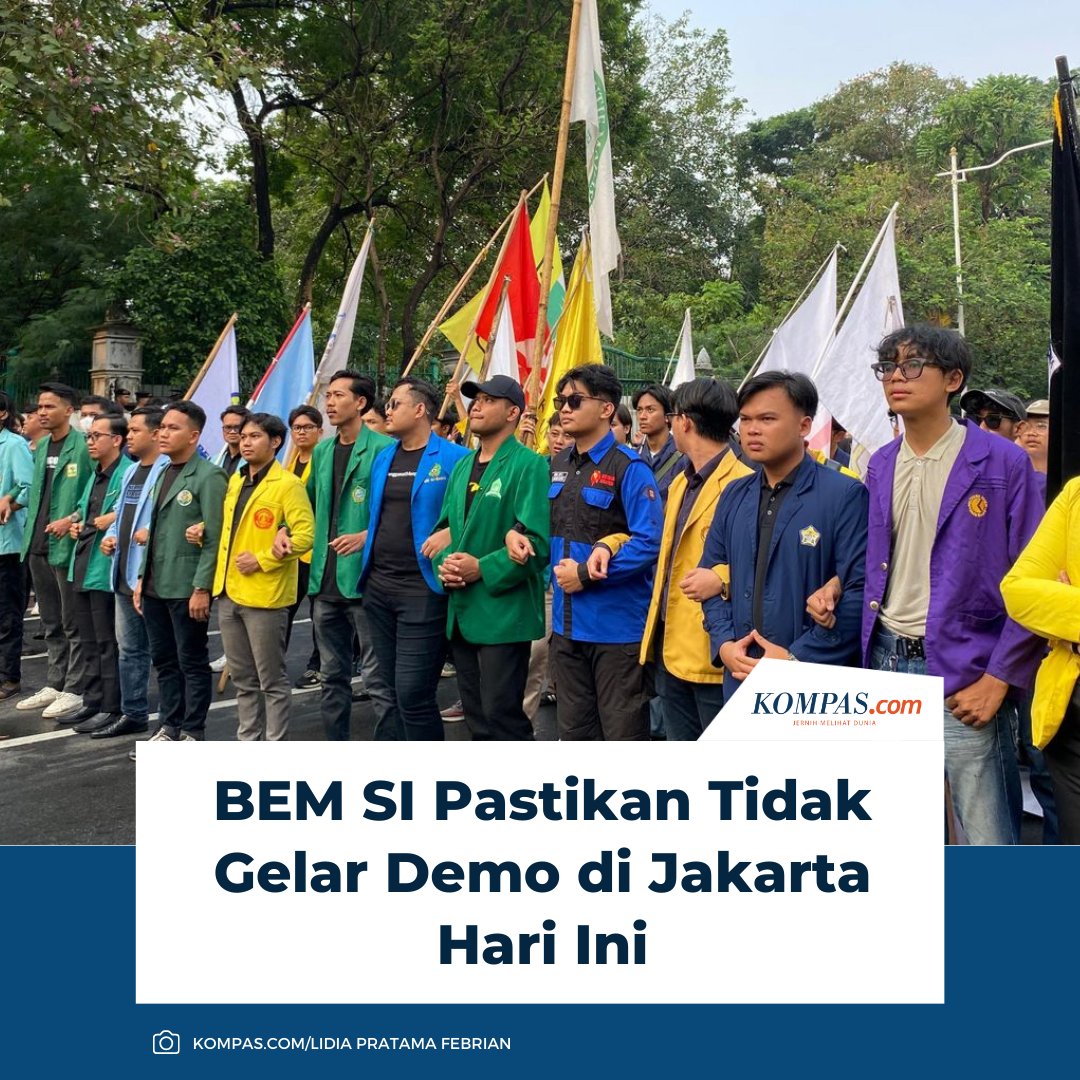 kompascom's tweet photo. Badan Eksekutif Mahasiswa Seluruh Indonesia (BEM SI) tidak akan menggelar demo di Jakarta pada hari ini, Senin (1/9/2025).

Baca selengkapnya 👇
https://t.co/Eyopp7N98J

~LL #BEMSI #Demo https://t.co/Ue8j851GyW