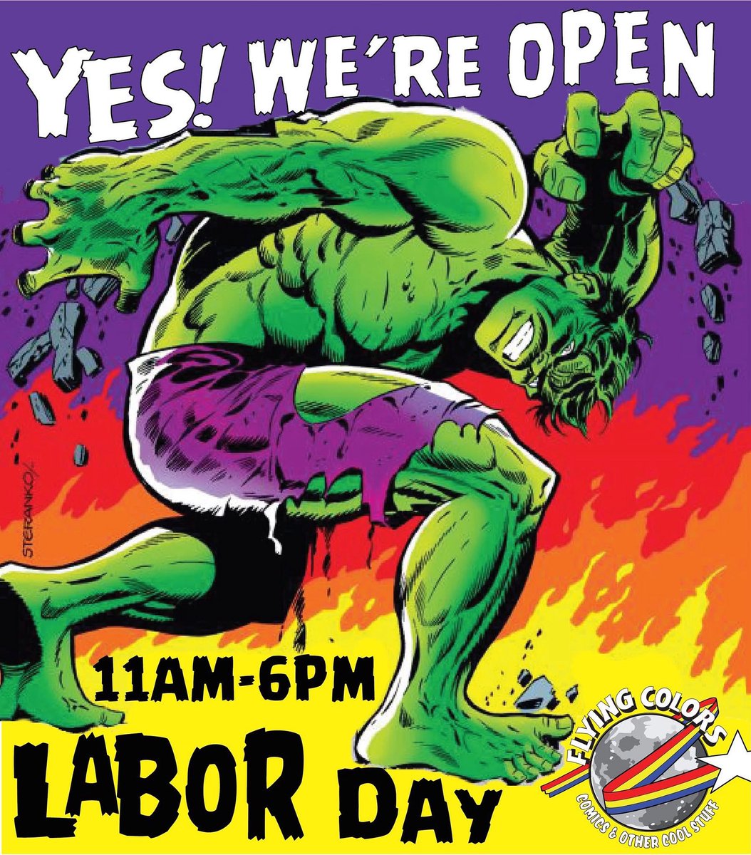Reminder: 
Flying Colors is OPEN 11-6 on Monday September 1 for the Labor Day holiday.