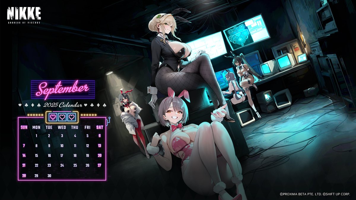 【NIKKE Calendar】

September calendar is here! 

Mark the dates, Commander. The Bunny Girls are on their way! 🐇✨

Save a copy of this free gift prepared by NIKKE now! 🎁

#NIKKE