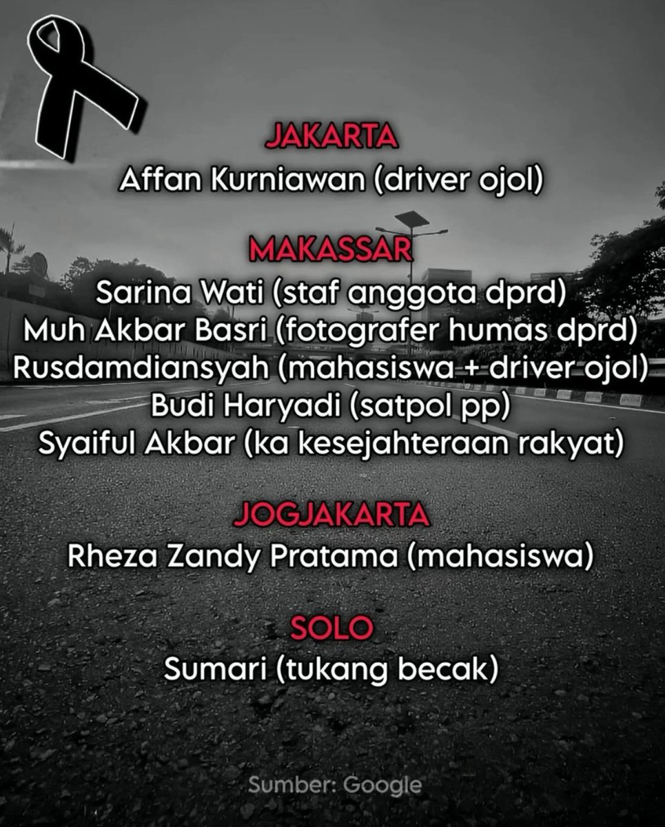 Hilangnya nyawa oleh siapapun tidak bisa dibenarkan dalam hal demonstrasi untuk mengeluarkan pendapat 🖤
Sumber foto: fgirlsindonesia