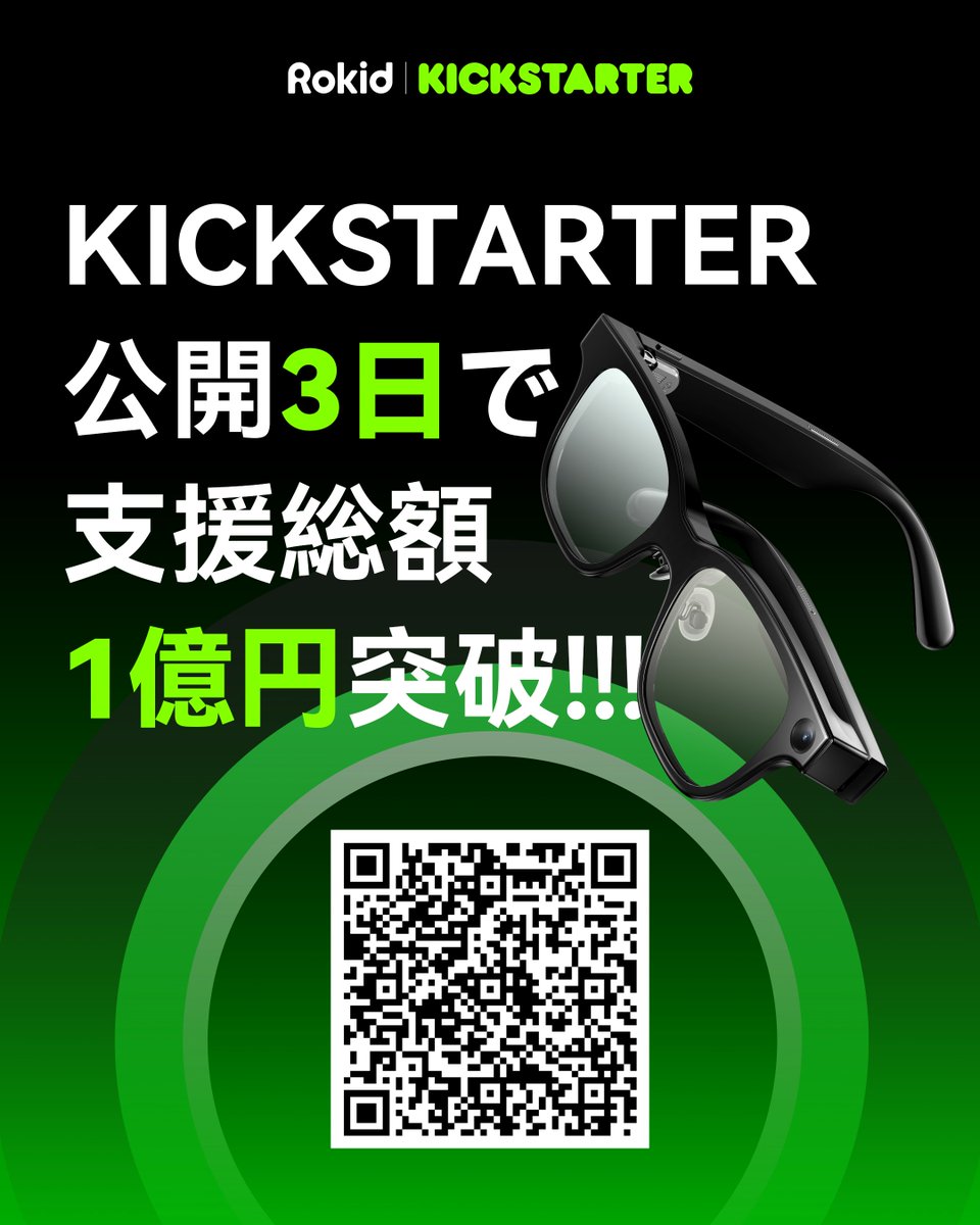 ＜Rokid情報＞

海外クラウドファンディグKickstarterにて開催しているRokid Glasses支援プロジェクトがなんと1,200人を超えました！
🔗  kickstarter.com/projects/rokid…