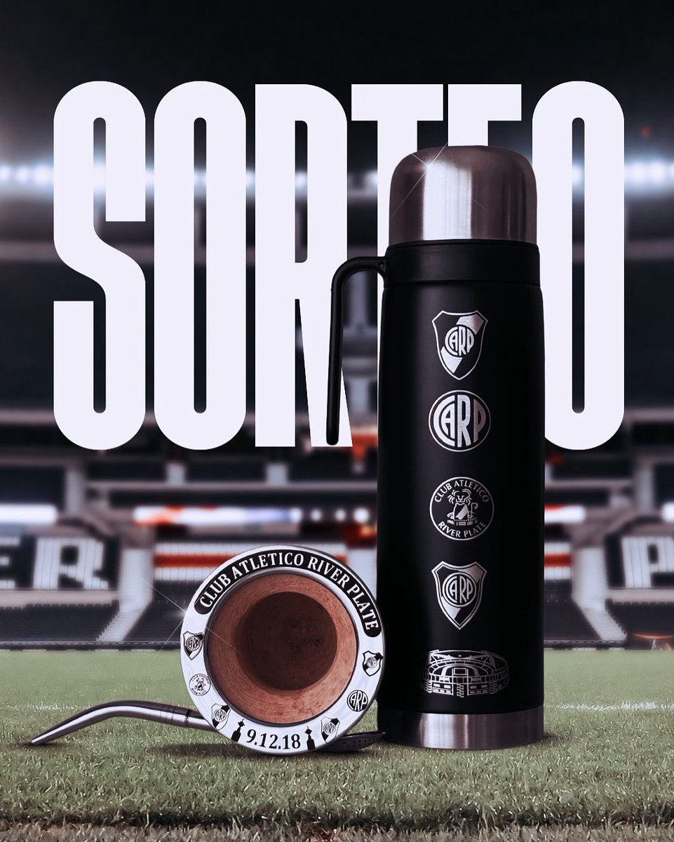 🤪 ¡SORTEO ESPECTACULAR!

🧉 Gánate un mate camionero uruguayo + bombilla + termo negro. Todo con el grabado de #River.

👉🏻 Dale RT a este tuit, etiquetá a dos amigos y seguí nuestra cuenta.

🔜 Se sortea el domingo 14/09. ¡Suerte!

#RiverPlate #Sorteo #LocoPorUnMate