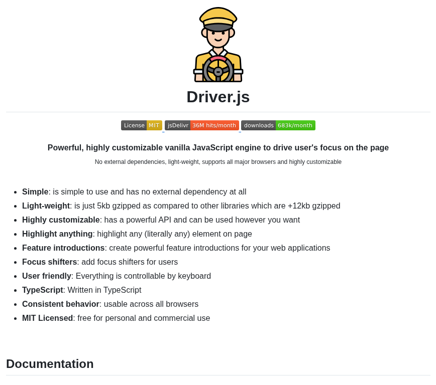 tom_doerr's tweet image. JavaScript library for highlighting and guiding users through web pages