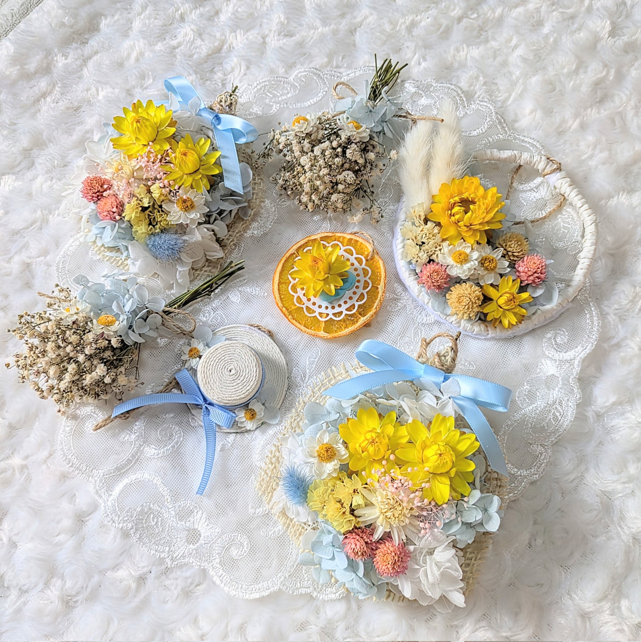 ドライフラワー♡ガーランド♡ボリュームいっぱい水色【220】 ドライフラワー・ガーランド．ボリュームいっぱい水色【220】