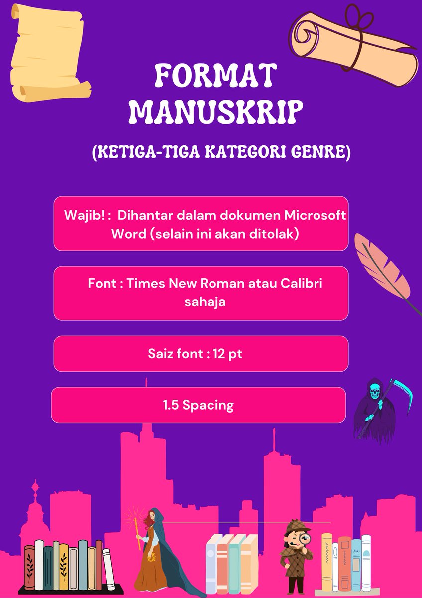 LYPUB_OFFICIAL's tweet photo. 🎉 Pencarian Manuskrip Luvella Dibuka!

Anda penulis Fantasy, Mystery Thriller atau Horror? Ini peluang emas anda! 💫

📚 Hanya 1 manuskrip terbaik setiap genre akan diterbitkan sebagai fizikal, jadi pastikan karya anda menonjol! https://t.co/AyIUcrRqHW