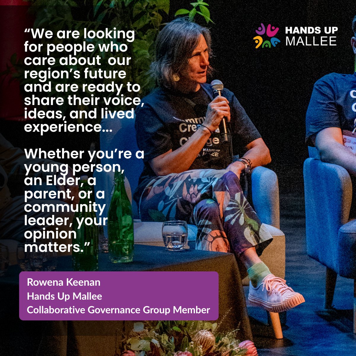 Your voice matters. Your ideas matter. 💜

Hands Up Mallee is calling for Expressions of Interest to join our Collaborative Governance Group (CGG).

The CGG is where local people — young people, parents, carers, Elders, Aboriginal and Torres Strait Islander leaders, and community