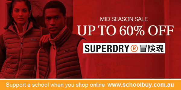 Get up to 60% off at Superdry’s Mid Season Sale and help #fundraise for #schools with just a couple of clicks at schoolbuy.com.au/superdry before you shop online.
