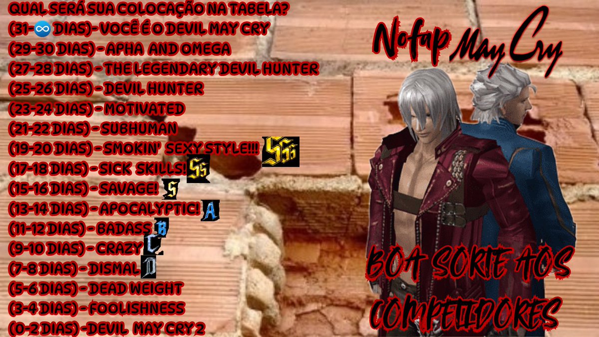 DMC_ate_namorar's tweet image. Nofap May Cry