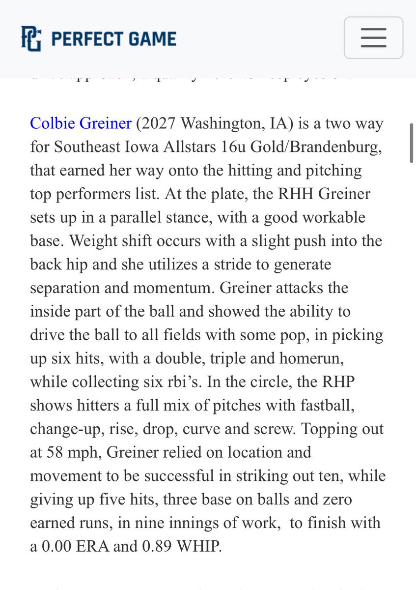 ColbieGreiner's tweet image. PG scouting report!🥎