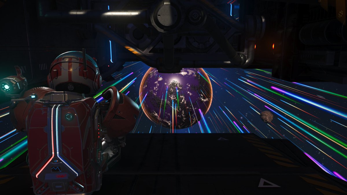 Hello friends. Exit hatch on new Corvette class ships great place to watch while autopilot flies to destination in #NoMansSky. 🤩