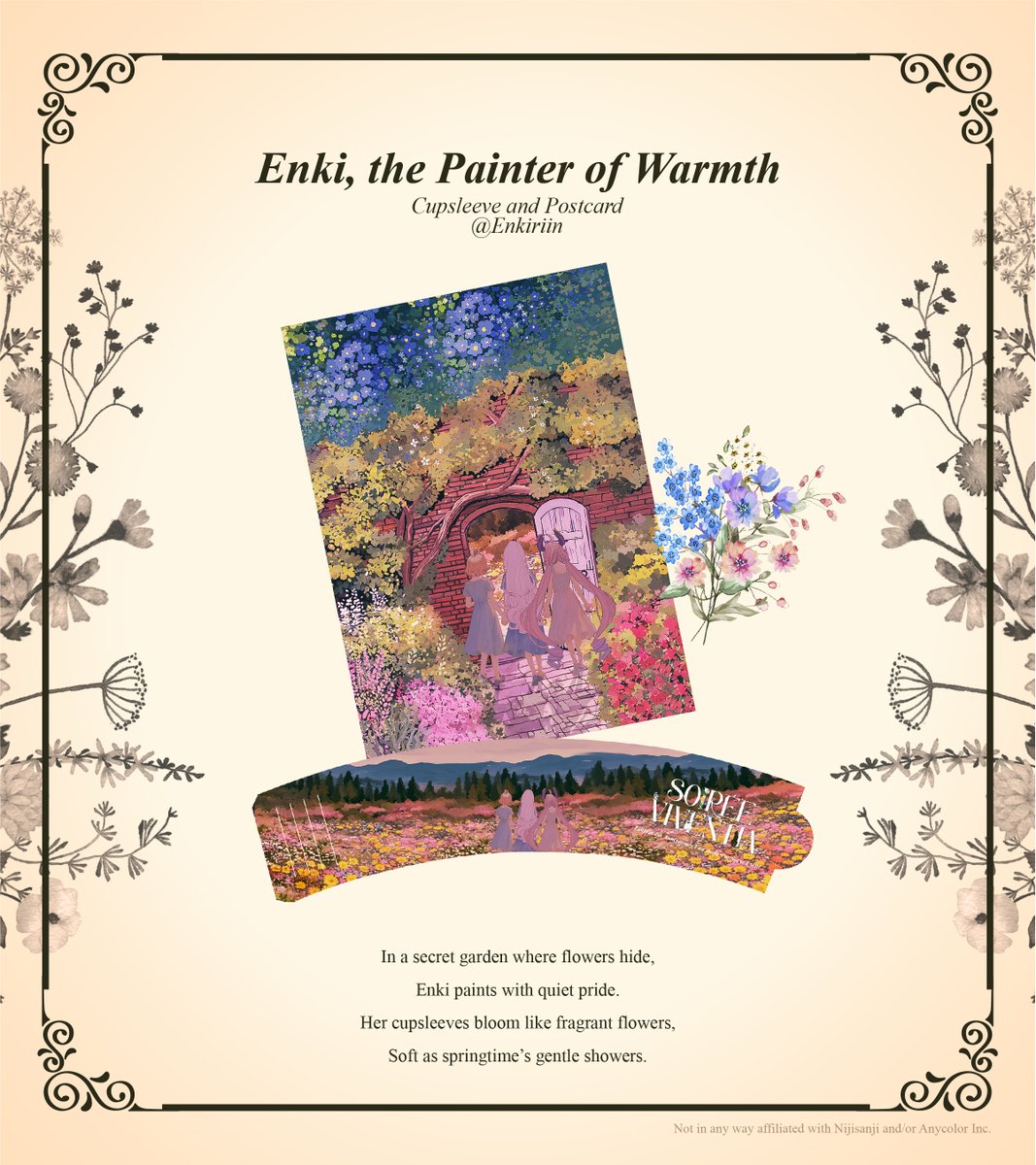 💐Artist Reveal💐

With grace in every line, <a href="/Enkiriin/">Enki 🌌✨ cosmania 2025 😎✨</a>  invites you into a quiet reverie. With her breathtaking postcard and cupsleeve art, we enter the mysterious door into wonder 🌻

 #soiree_viventia