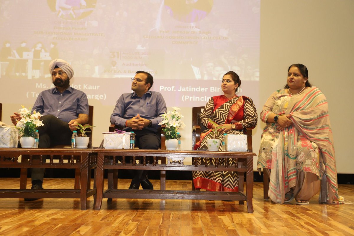 NcwebOfficial's tweet photo. #NCWEB Centre, SGGSCC, University of Delhi organised Orientation Programme for B.A. &amp; https://t.co/AoKfQBmdTU freshers on 31 Aug 2025 with Chief Guest Mr. Deepak Pundir, SDM Punjabi Bagh, Principal Prof. Jatinder Bir Singh &amp; TIC Ms. Amanjot Kaur.
#NCWEB #DU #Freshers2025 https://t.co/HS2E8BYizZ