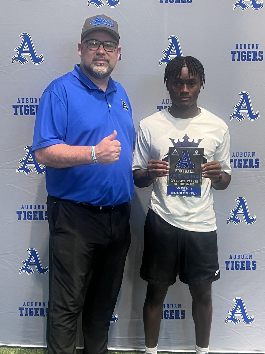 Congratulations once again to the <a href="/AuburnHighFB/">Auburn High Football</a> week 1 players of the game.
<a href="/AidenParker__/">Aiden "Ap" Parker 3⭐️LB</a> <a href="/gregwillams08/">Greg Williams</a> <a href="/joshua_Askew7/">Joshua Askew</a> 
<a href="/AHSALFBRECRUIT/">Auburn High School Football Recruiting</a> <a href="/AL7AFootball/">Alabama7AFootball</a> 
<a href="/keithetheredge1/">keith etheredge</a> <a href="/CoachWagnon/">Will Wagnon</a> <a href="/CoachScott34/">Scott Goolsby</a>