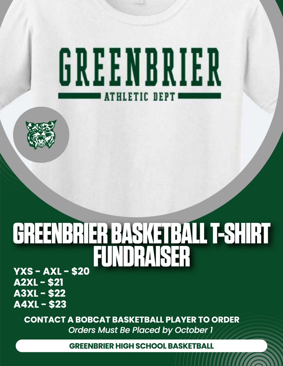 <a href="/GreenbrierBKB/">Greenbrier Boy's Basketball</a> is kicking off their T-Shirt Fundraiser starting today!  Contact a player to order!