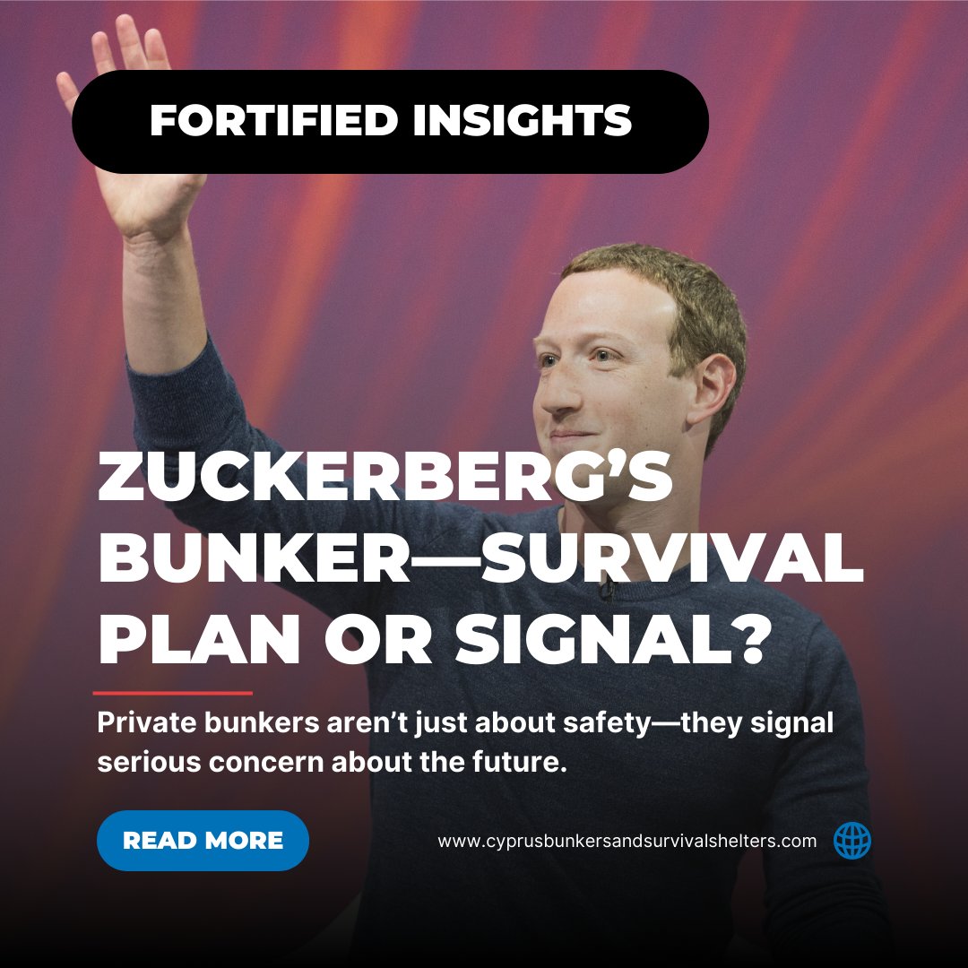 🧠 Zuckerberg’s Bunker — Survival Plan or Signal?
When tech giants start digging deep, the message isn’t paranoia—it’s foresight.

Private bunkers are now strategic infrastructure.

🔎 Read more in our News section — link in bio.

#CBSS #Cyprus #Limassol #Nicosia
#Bunkers