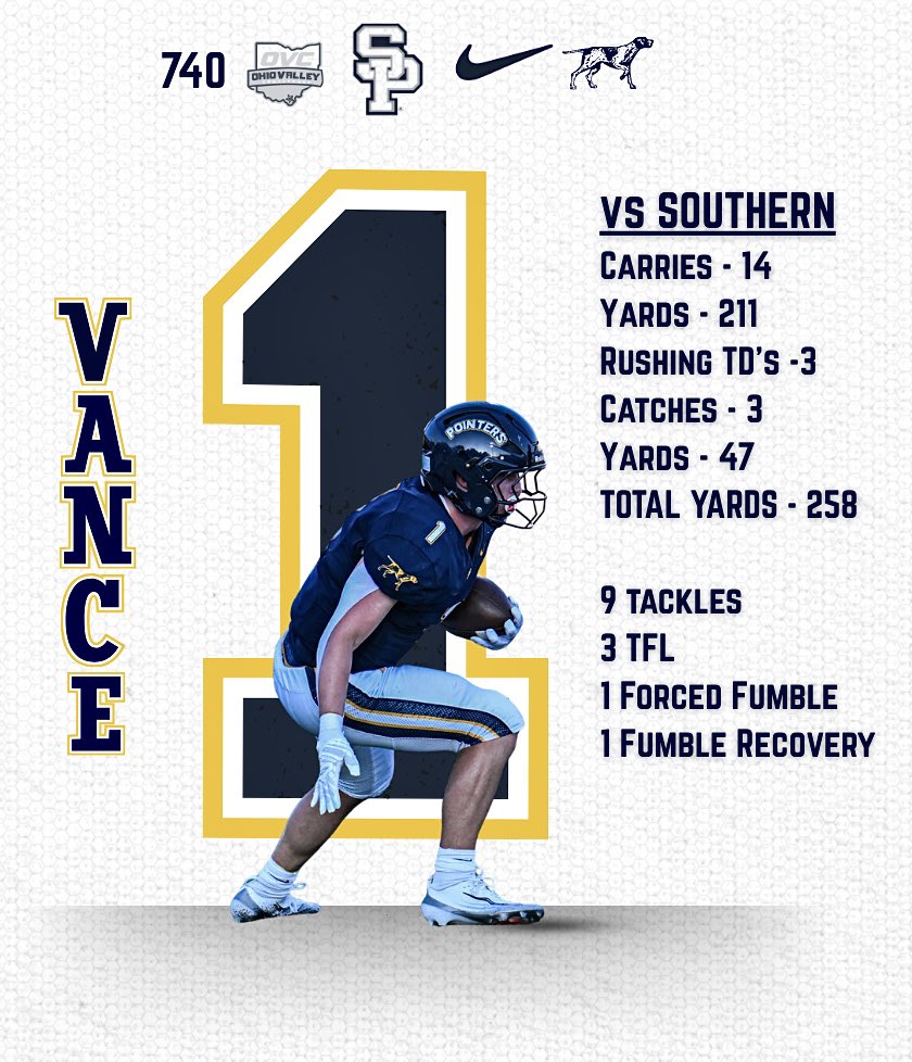 🏈Friday night against Southern, Landon Vance  did a little bit of everything  and a whole lot of running! 

Landon took over the game on the ground and set the tone for the Pointers. Once he got rolling, we never looked back! 🔥💪

Way to lead the way, Landon! 🏈👏