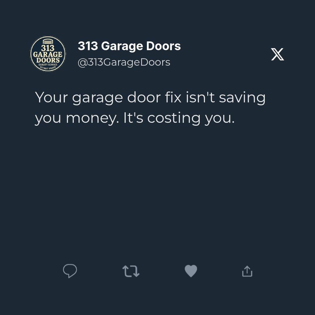 313GarageDoors's tweet photo. DIY garage door fixes?
Think about the true cost. https://t.co/DAuZuJToPm